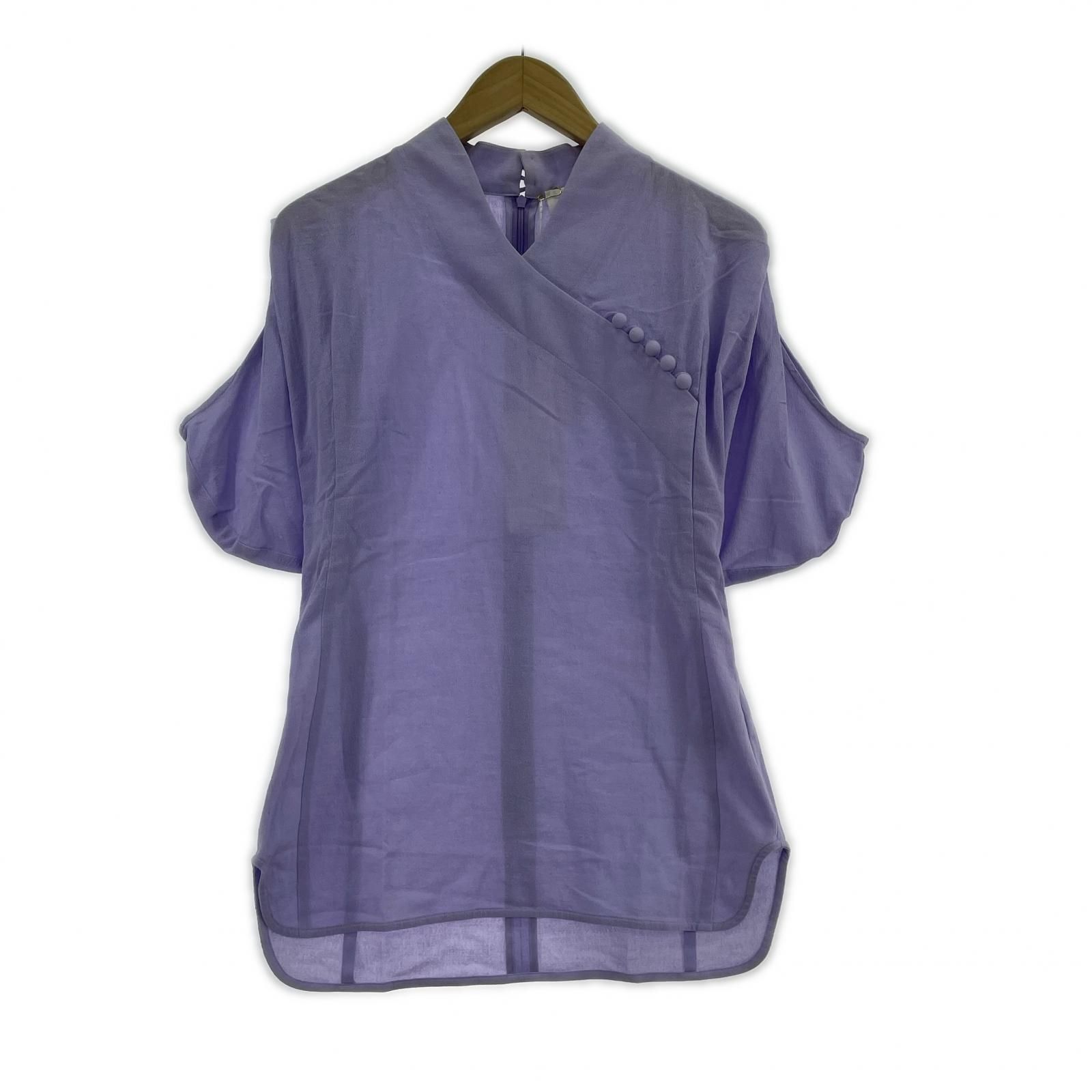 MameKurogouchi 半袖ｼｬﾂ Crepe Buttoned V-Neck Top 2 ﾊﾟｰﾌﾟﾙ - メルカリ