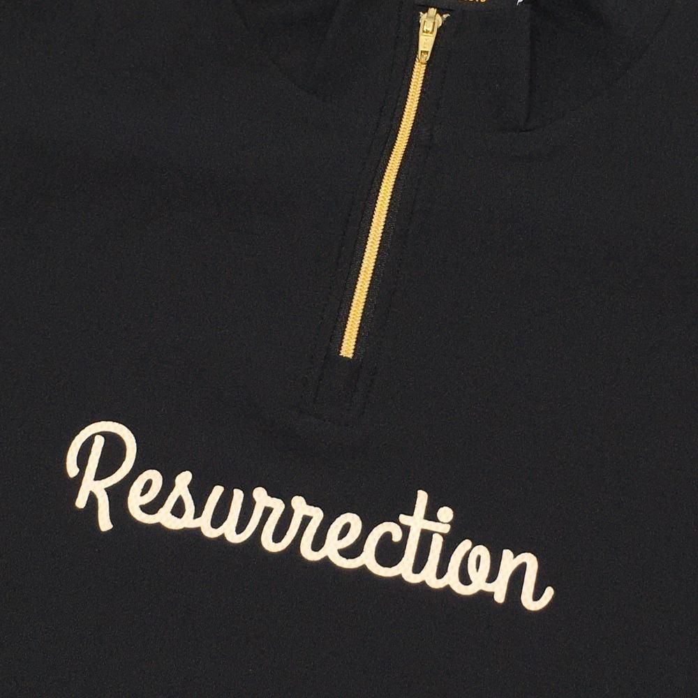 超美品】レザレクション 半袖ハイネックシャツ 黒 ハーフジップ ロゴ