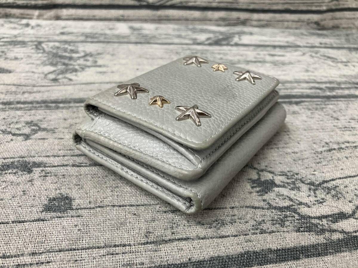 箱付き】JIMMY CHOO ジミーチュウ 三つ折り財布 グレー 状態考慮 