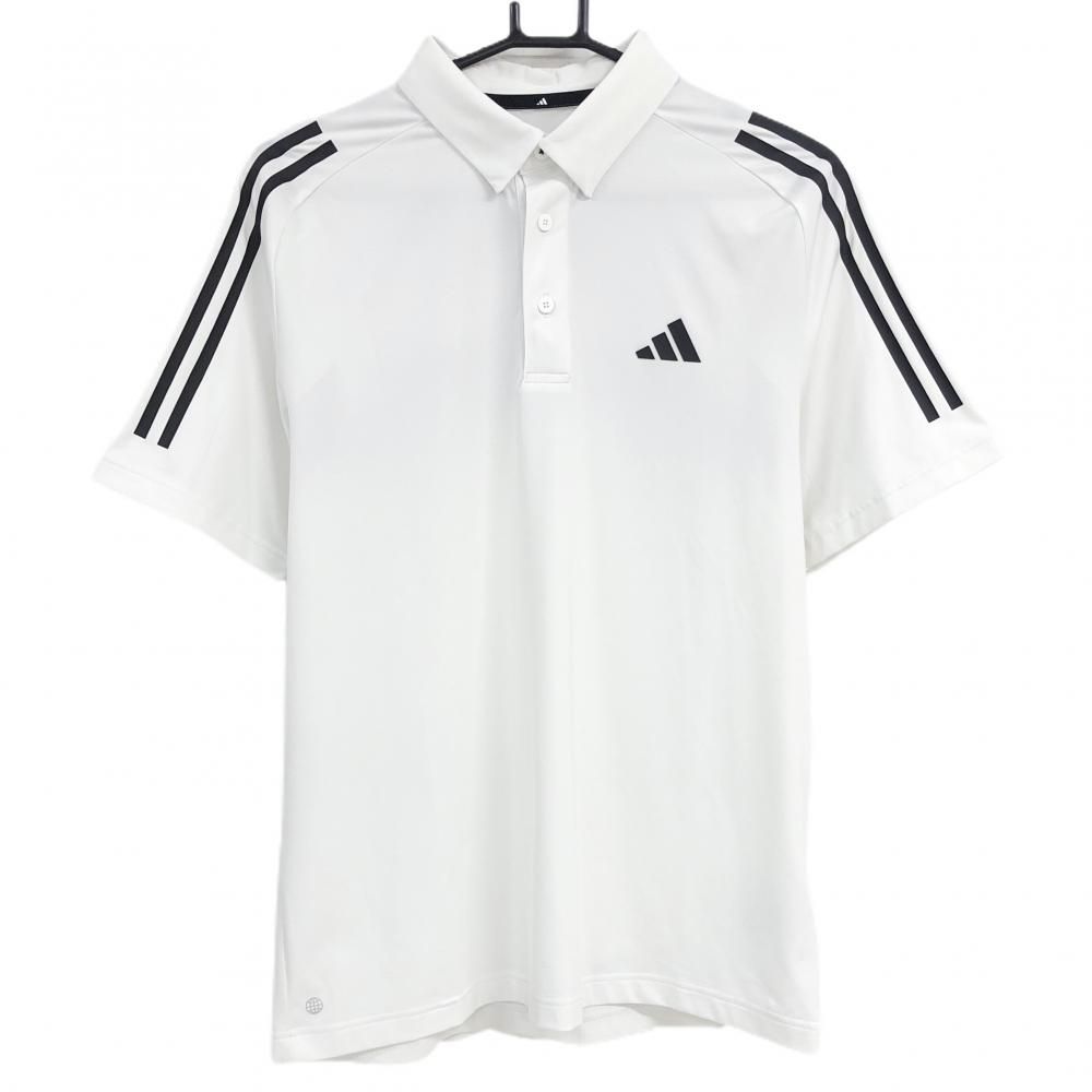 [Good Condition] adidas Short Sleeve Polo Shirt White x Black Sleeve 3 Line Back Mesh Style Mens Golf Wear adidas