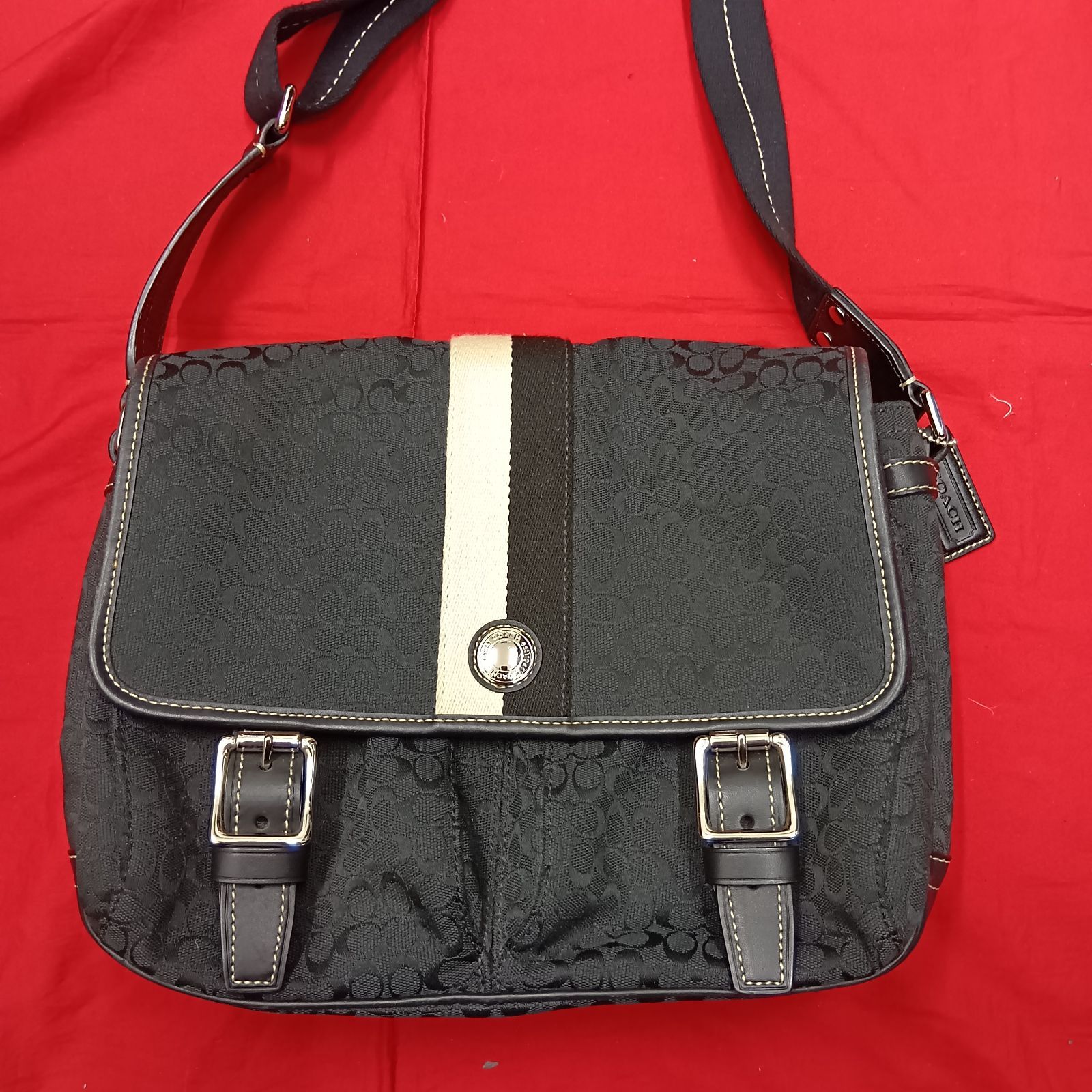 COACH ショルダーバッグ F70182 シグネチャー ブラック×ブルー コーチ 