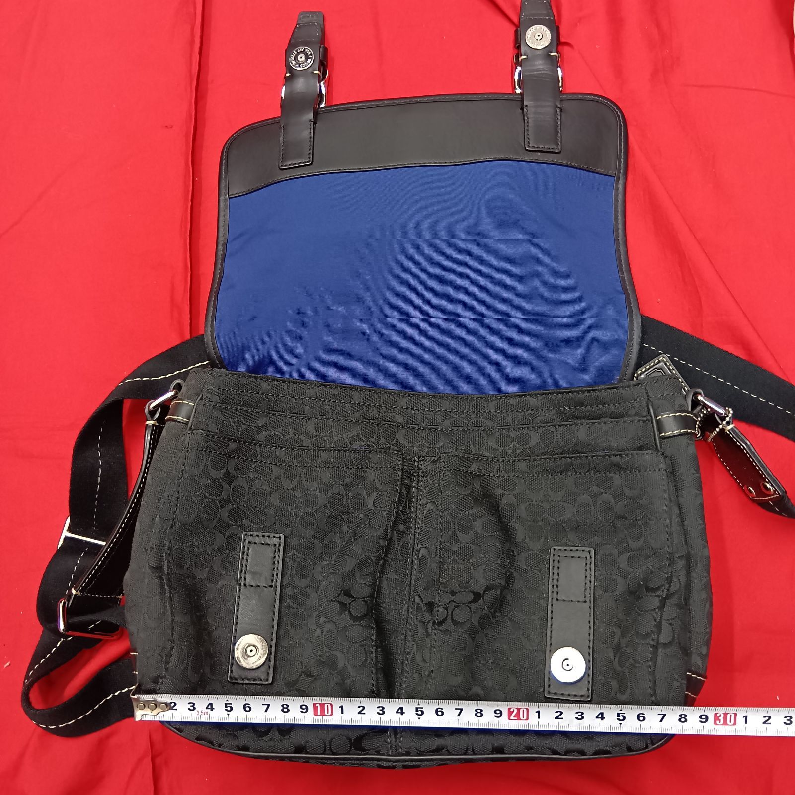 COACH ショルダーバッグ F70182 シグネチャー ブラック×ブルー コーチ 