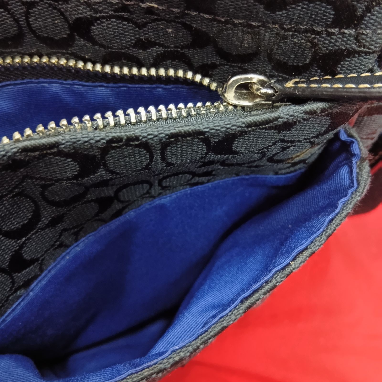COACH ショルダーバッグ F70182 シグネチャー ブラック×ブルー コーチ 