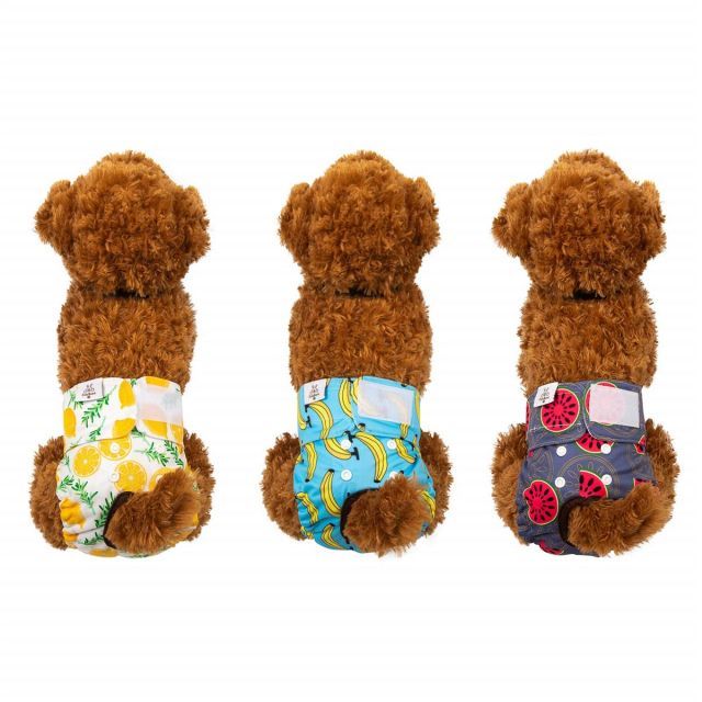 【送料無料】CuteBone 犬用マナーベルト おむつカバー犬用 調整可能 ミス 生理 果物柄 お漏らし対策 3枚セット 中小型犬用 D32M-JP