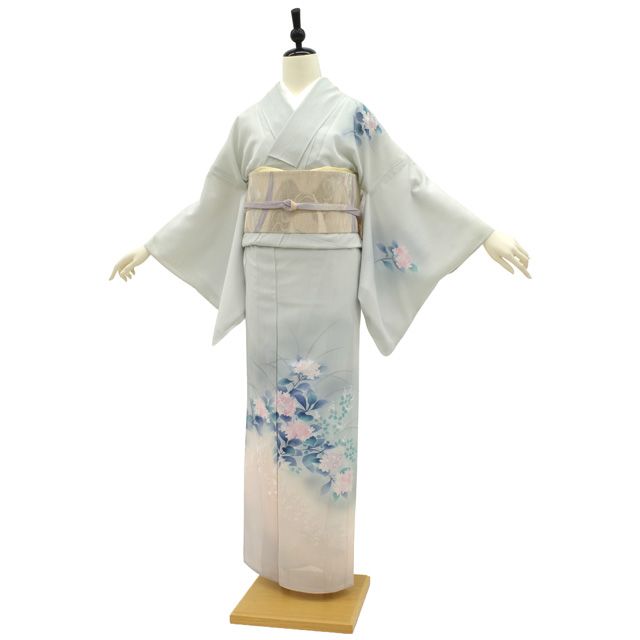 新古品】 夏物 訪問着 着物 単衣 フォーマル 正絹 絽 手染め ブルー