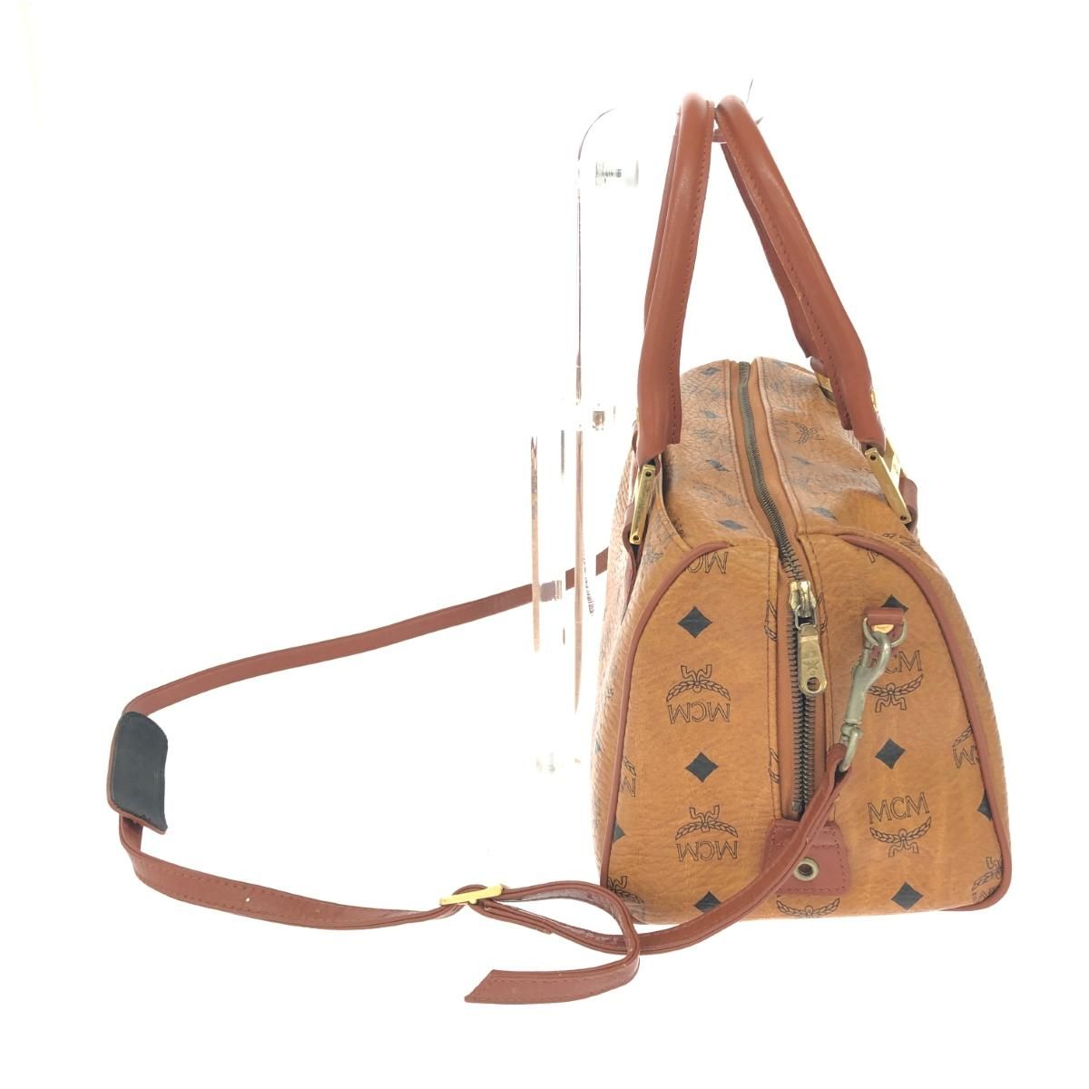 MCM エムシーエム ブラウン 2way ミニボストン ストラップ付 ヴィセトス MCM エムシーエム 2WAYミニボストンバッグ ヴィセトス/PVC ブラウン