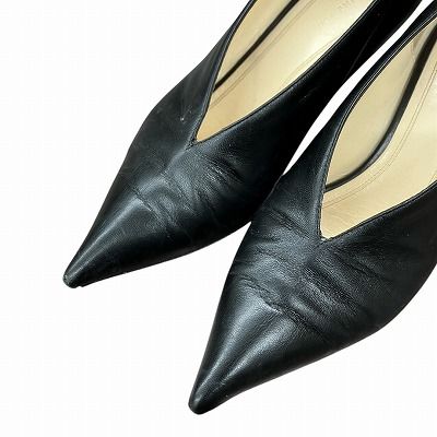 セリーヌ CELINE Vカット ポインテッドトゥ レザー パンプス 黒 セリーヌ CELINE Vカット ポインテッドトゥ レザー パンプス 黒