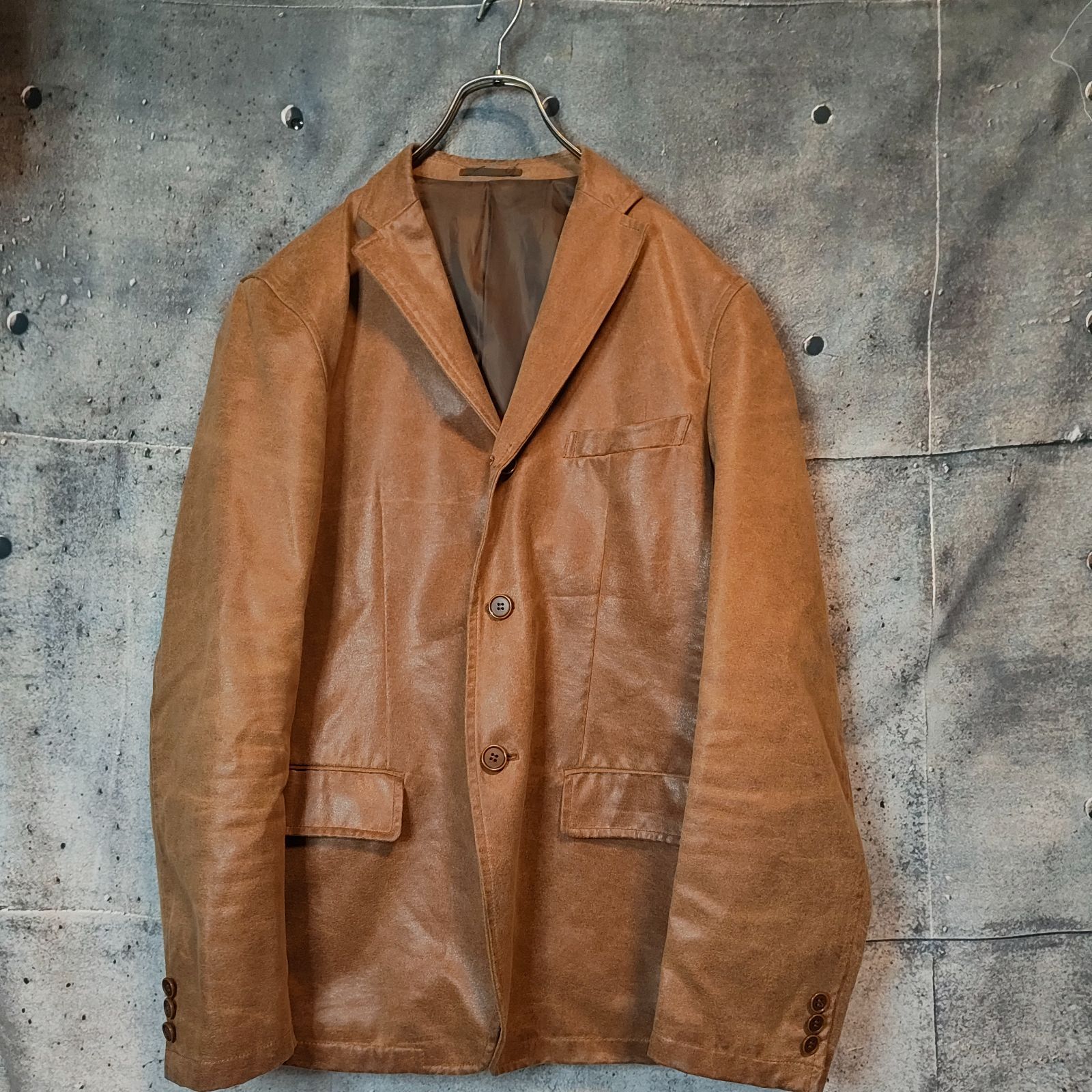 COMME CA ISM Acrylic Coated Tailored Jacket Brown L / OURS 深水 