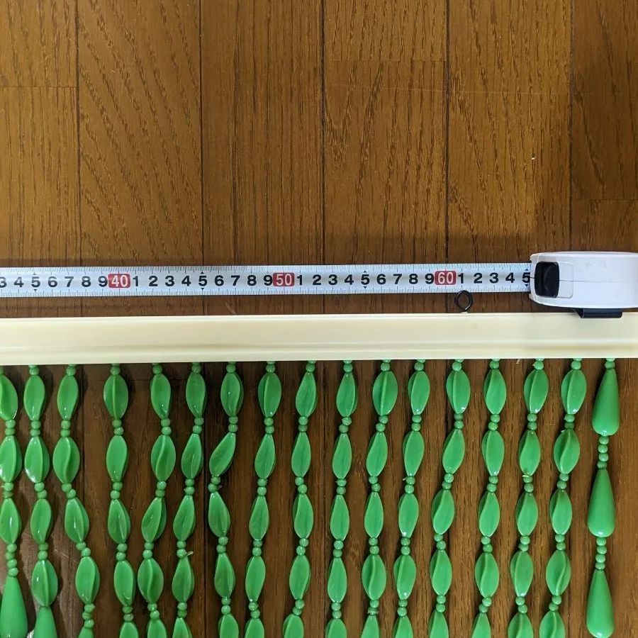 レトロ 柄 ビーズ暖簾 のれん グリーン 昭和レトロ ポップ インテリア