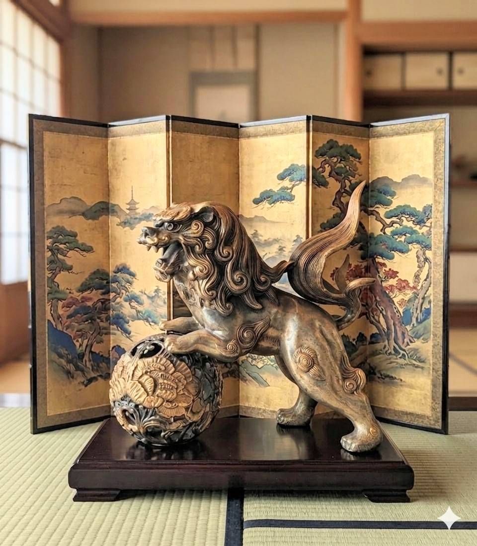 唐獅子 彫刻 置物 縁起物 唐獅子 彫刻 置物 縁起物 九谷焼 獅子 置物 縁起物 九谷焼 獅子 唐獅子
