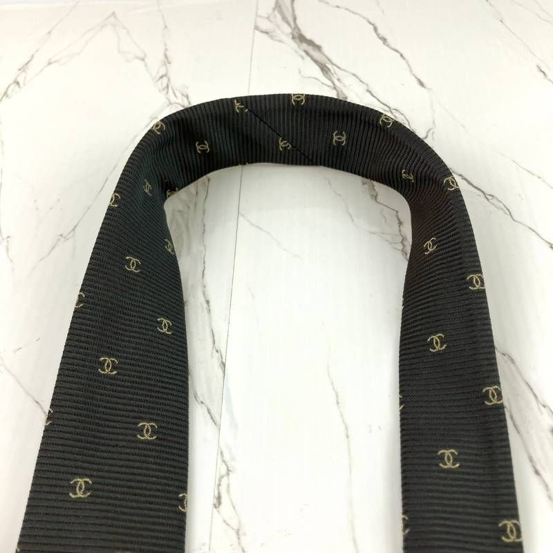 美品 CHANEL シャネル ネクタイ ココマーク総柄 ロゴ チェーン