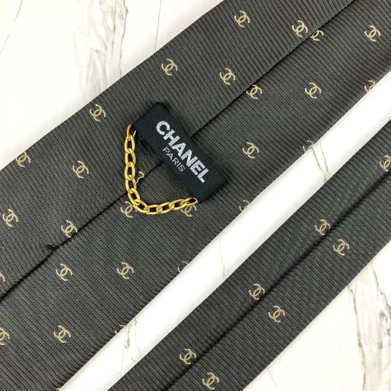 美品 CHANEL シャネル ネクタイ ココマーク総柄 ロゴ チェーン