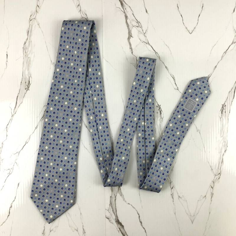 CHANEL ネクタイ ココマーク ドット 総柄 美品 CHANEL シャネル ネクタイ ココマーク ドット柄 花柄 カメリア