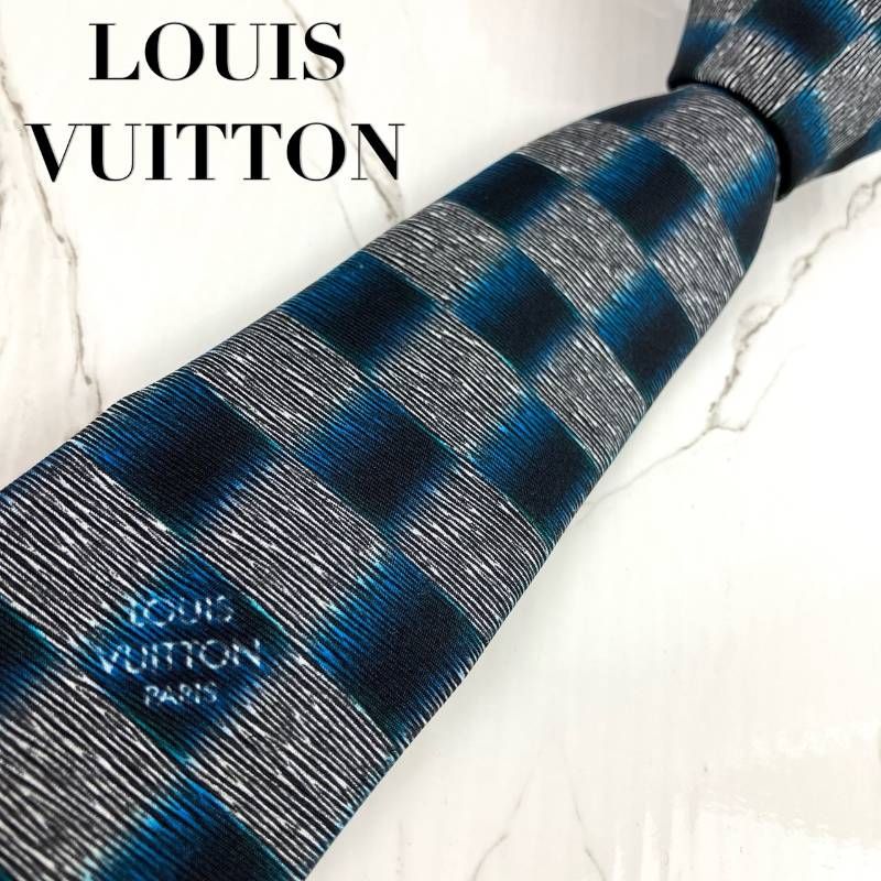 未使用に近い LOUIS VUITTON ルイヴィトン ネクタイ ダミエラッシュ