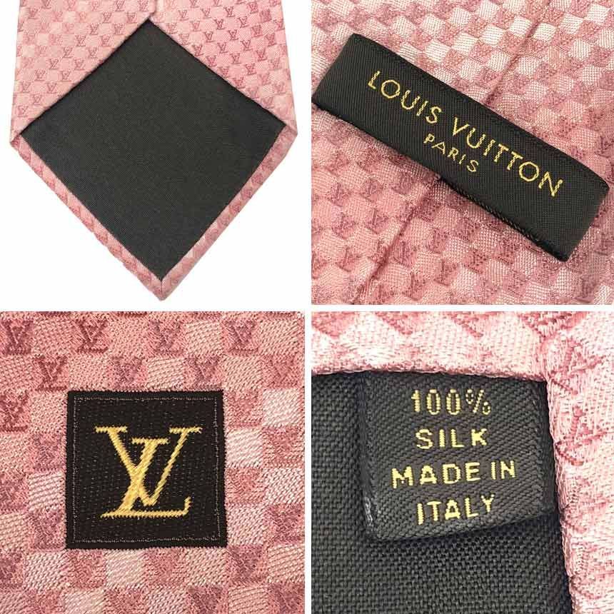 LOUIS VUITTON ルイヴィトン ネクタイ ダミエ LVロゴ ピンク aq12747 