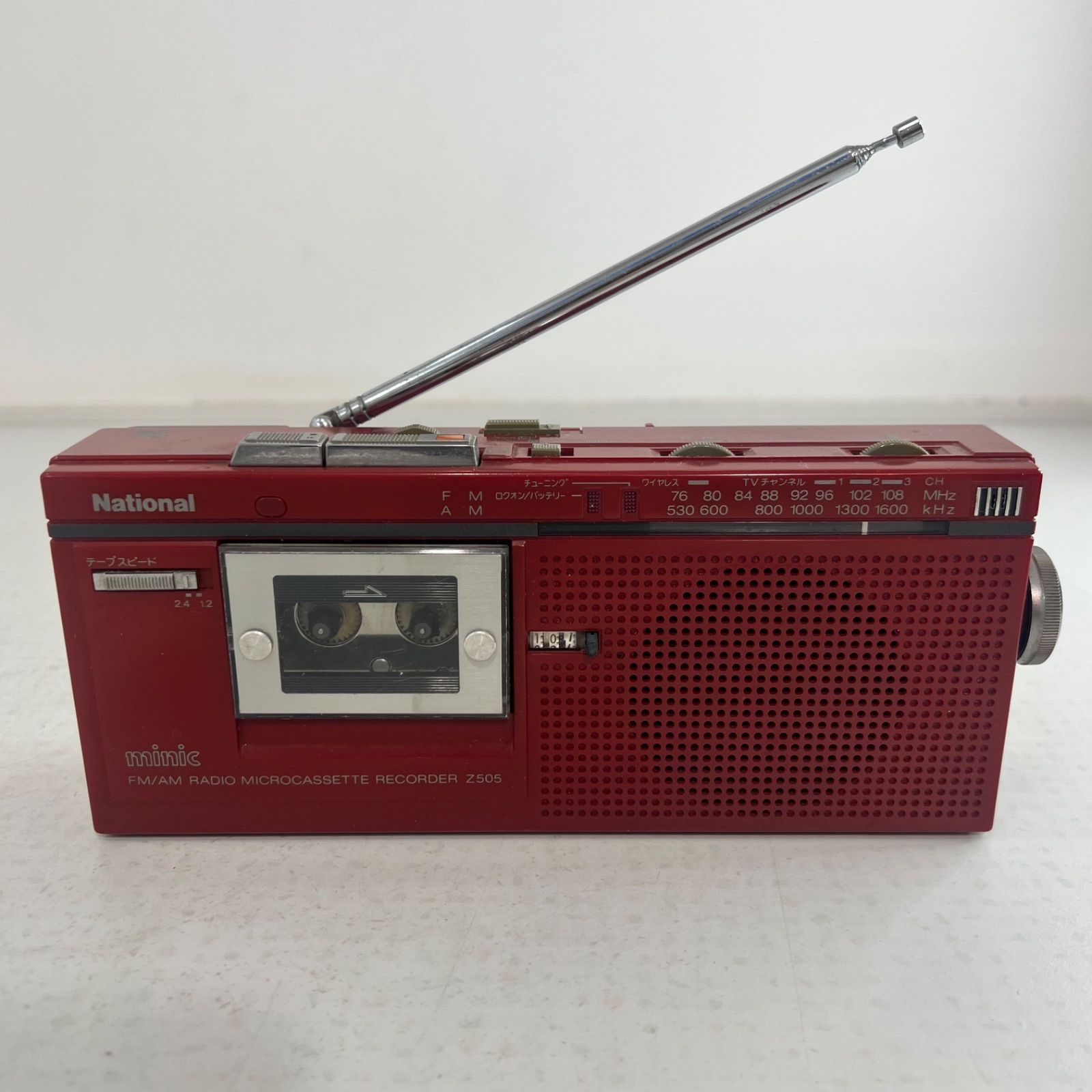 極美品 National ナショナル AMポータブルラジオ R-U1 完動品 希少】ナショナル FM/AM ラジオマイクロカセットレコーダー RN-Z505