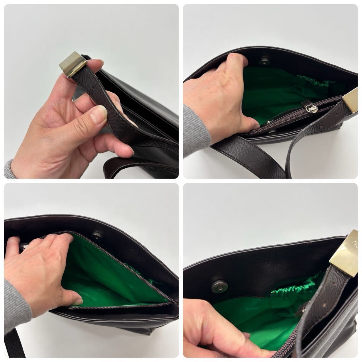 COMTESSE コンテス レザー ショルダー バッグ BAG ダークブラウン 系 