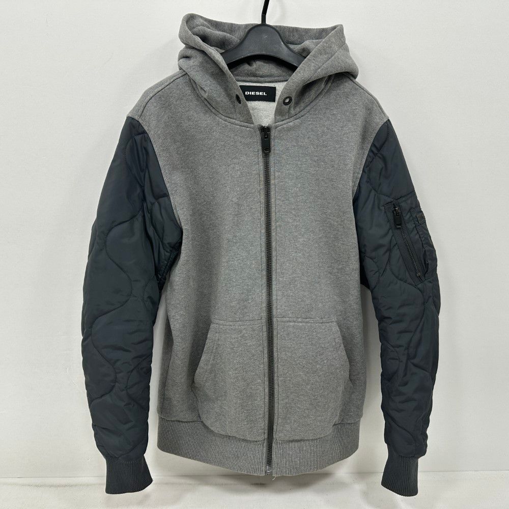 07w7954 DIESEL 袖切り替え ジップアップ フーディージャケット S 