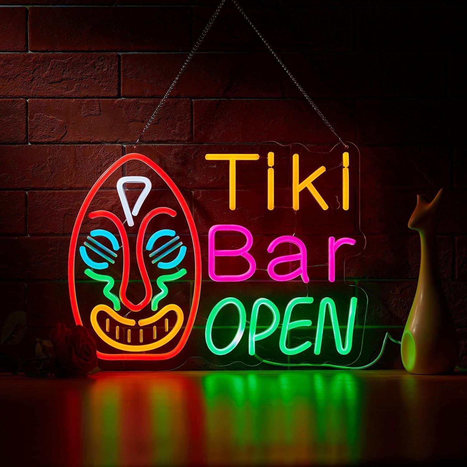 ライト・照明 ネオンサイン Tiki Bar Open 壁掛け ネオンイト 