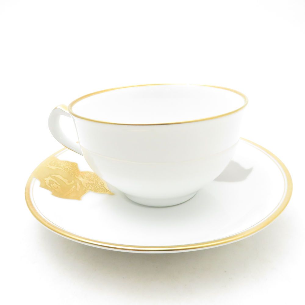 美品 OKURA 大倉陶園 金蝕バラ カップ＆ソーサー ティー・コーヒー兼用