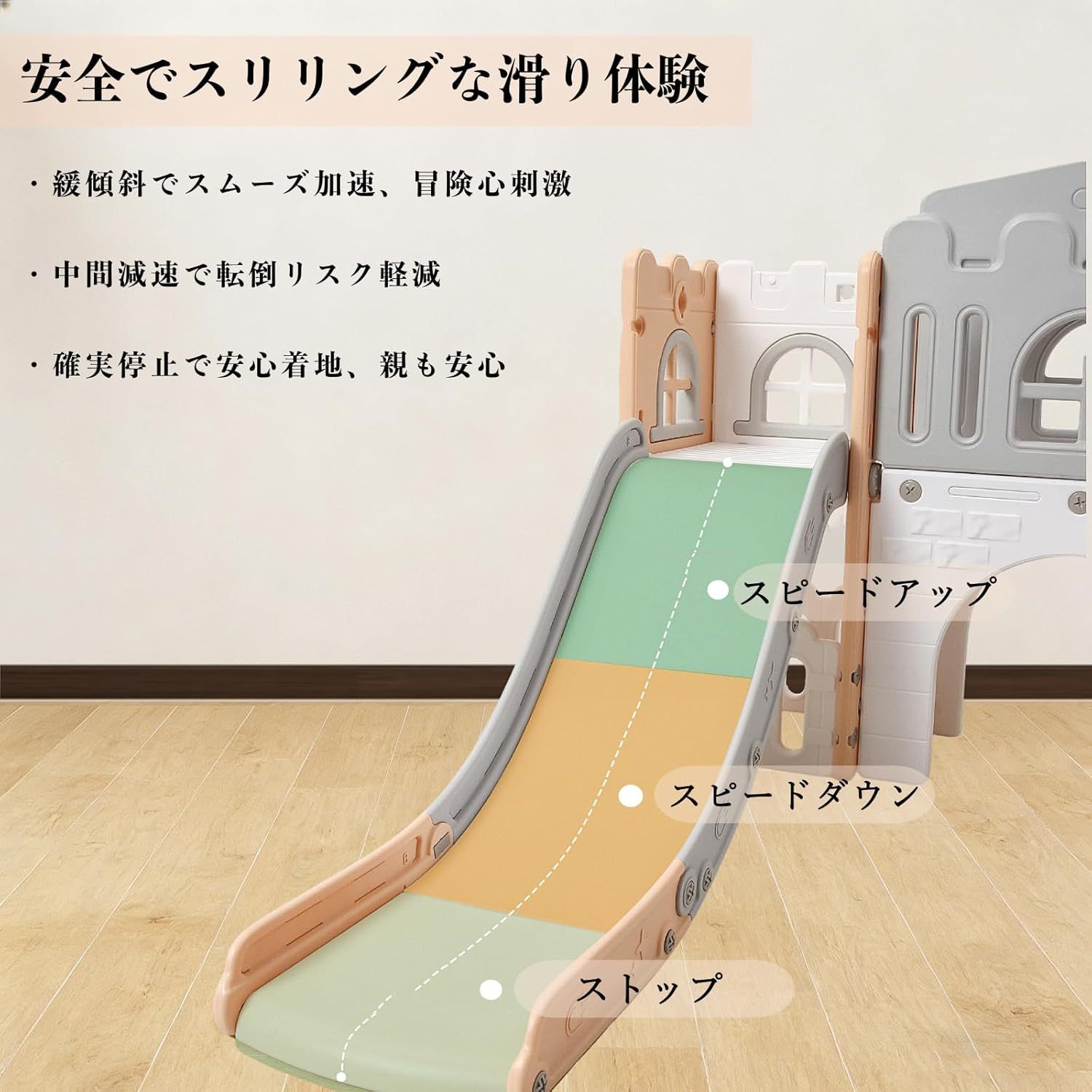 Thinkmax すべり台 ジャングルジム 滑り止め加工 角丸デザイン 耐荷重