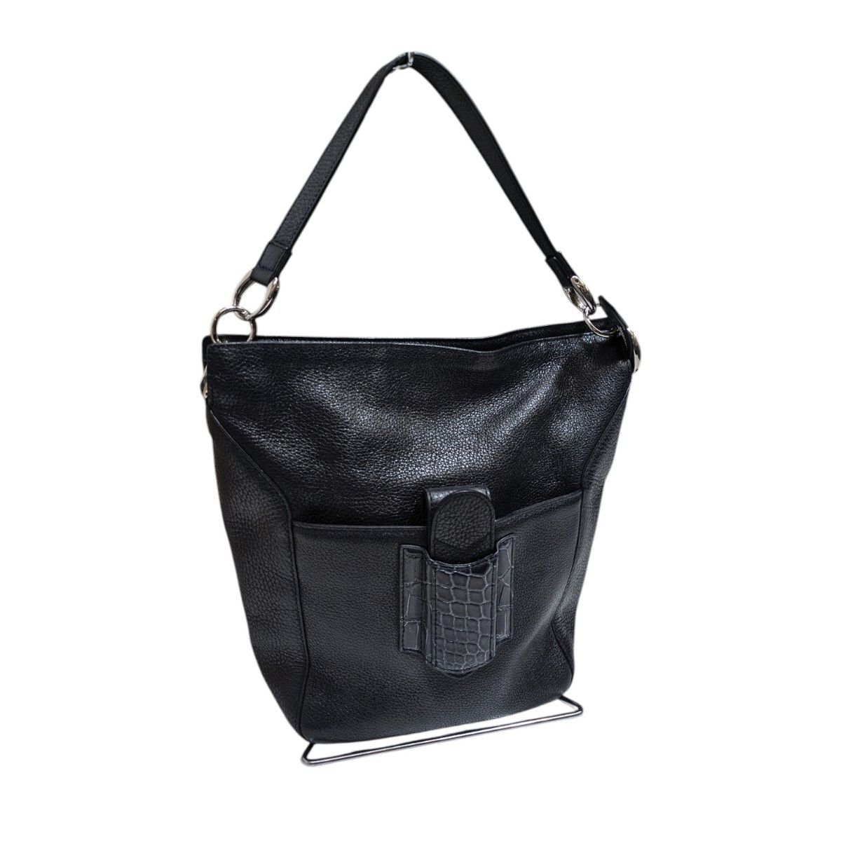 美品★BEAUGRANDボーグラン JRA認定 クロコハンドバッグ★187 BEAUGRAND beaugrand ボーグラン クロコ レザー ハンドバッグ JRAタグ
