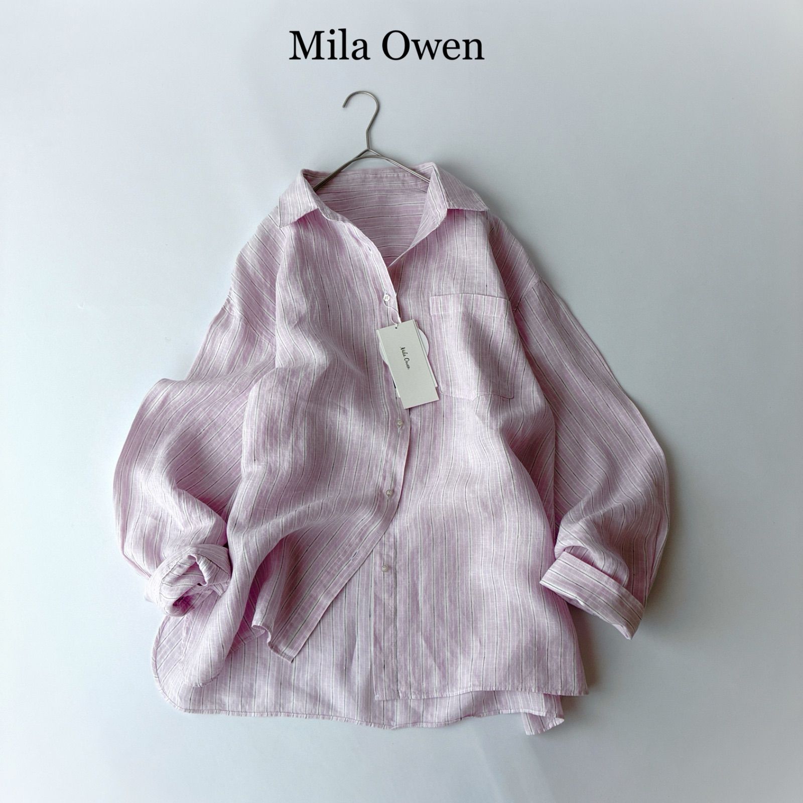 タグ付 人気 2025 Mila Owen ミラオーウェン フレンチリネン オーバー 