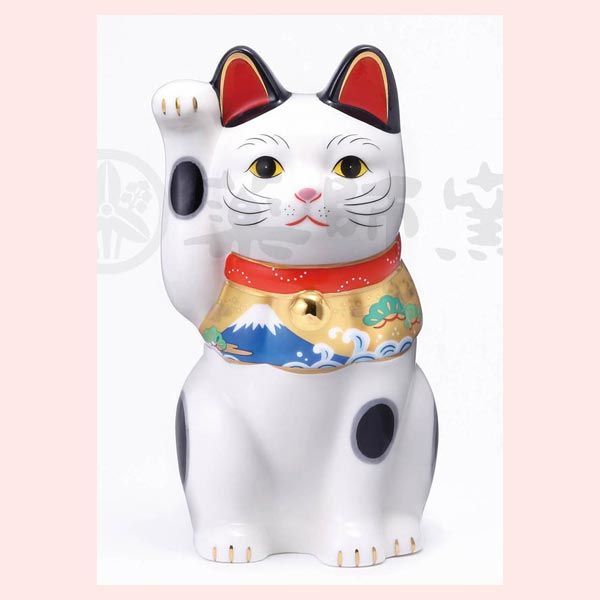 九谷焼　右手招き猫花むらさき 招き猫右手 金 招き猫 招き猫 九谷焼 花むらさき 右手 置物 金運 価格