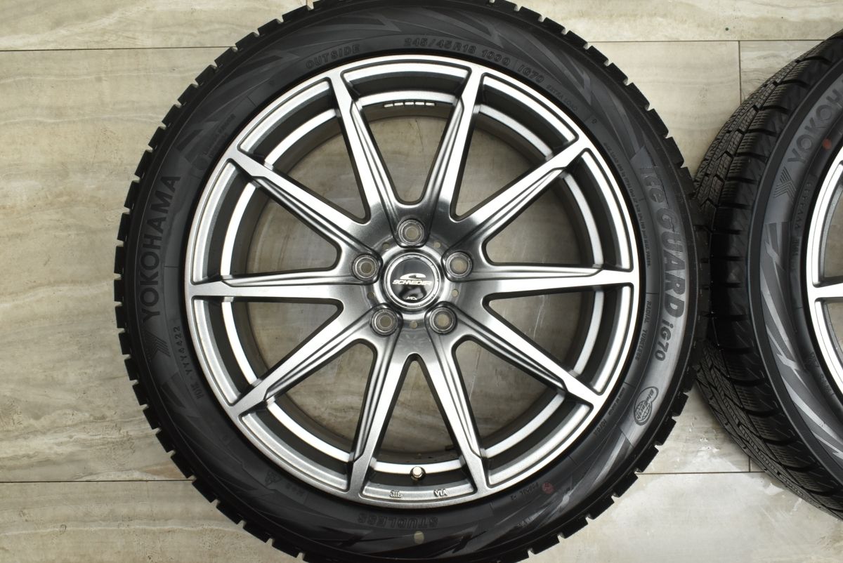 ホイール美品】シュナイダー 18in 8J +35 PCD114.3 アイスガードiG70 