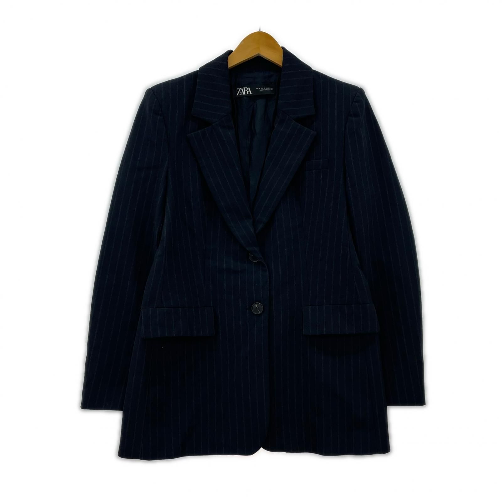 ZARA ザラ ストライプ テーラードジャケット sizeEUR M/ネイビー 