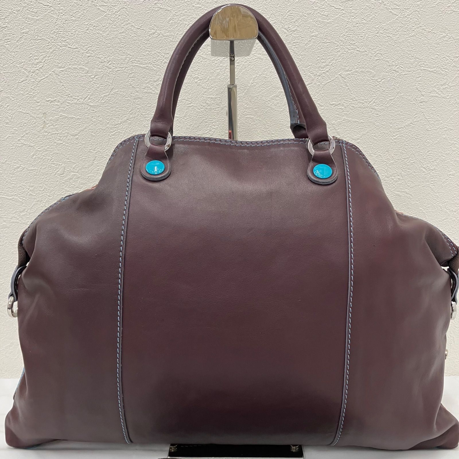 1222 GABS ガブス ハンドバッグ 2way ショルダーバッグ ボルドー系 
