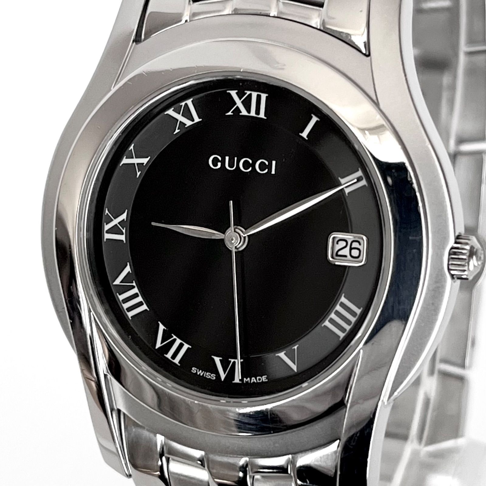 グッチ 5500M メンズ 腕時計 磨き済み 美品】GUCCI 電池新品