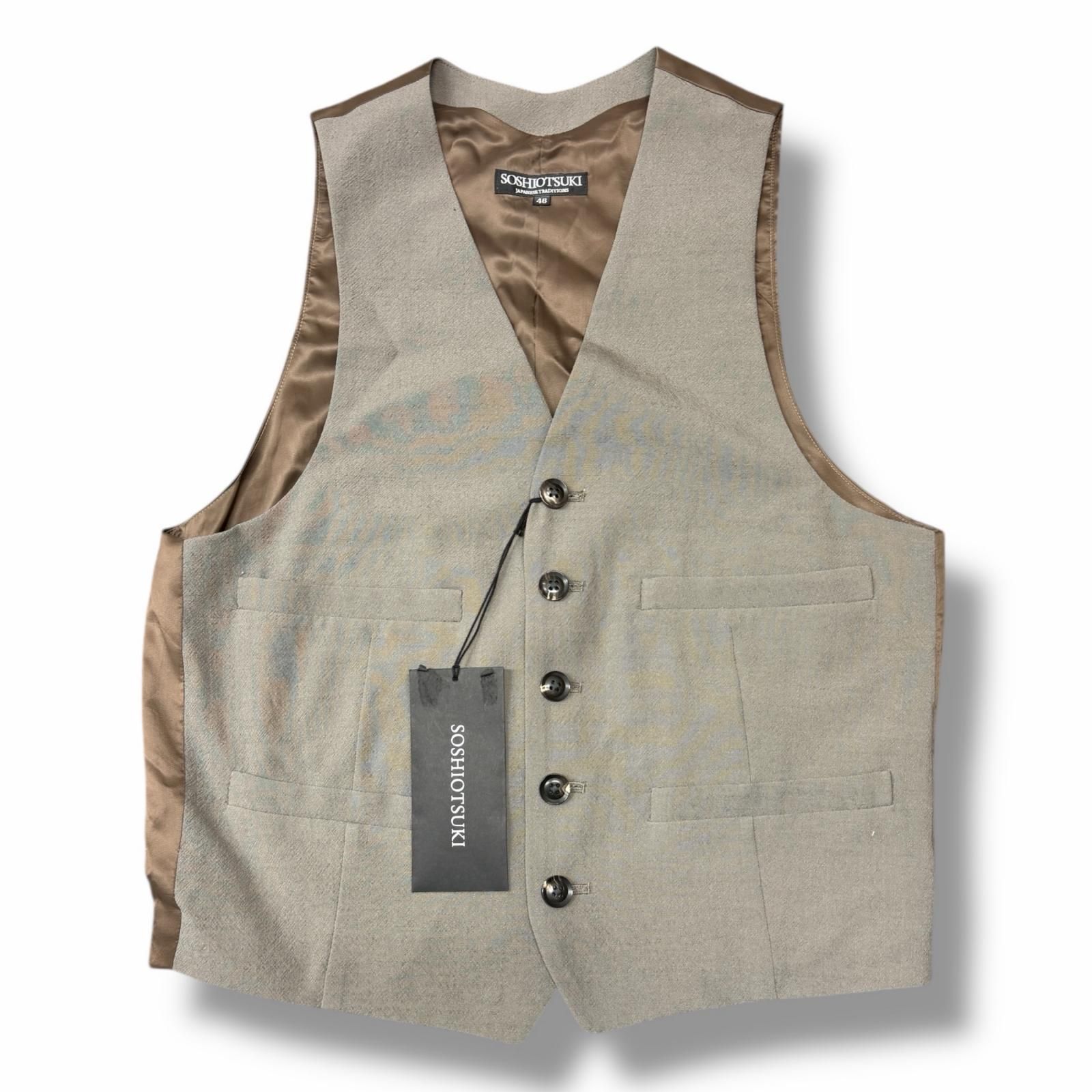 未使用 SOSHIOTSUKI 25SS V Back Neck Gilet Vバックネックジレ ベスト ソウシオオツキ S25SS21VE グレー 46 （11992M） 未使用 SOSHIOTSUKI 25SS V Back Neck Gilet Vバックネックジレ ベスト