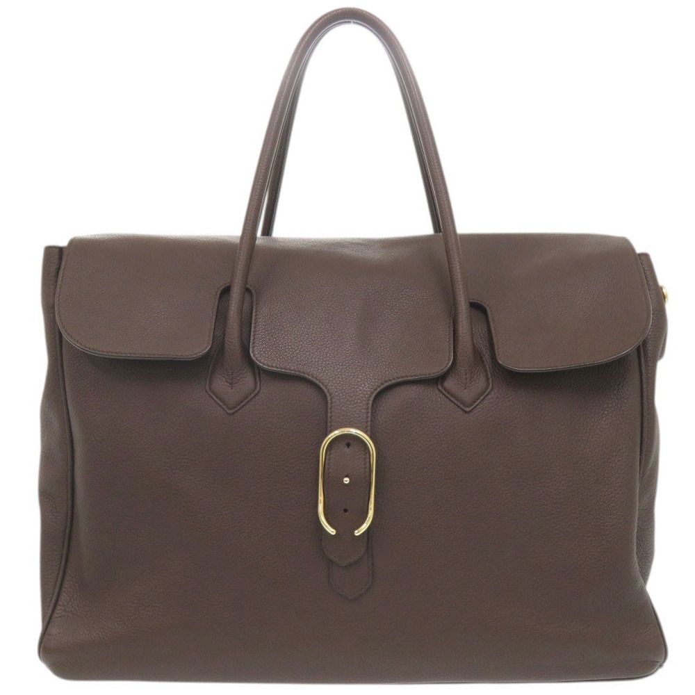 美品 シセイ 981/LD レザー ブラウン フラップトートバッグ 茶 0990 