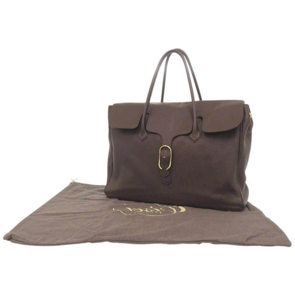美品 シセイ 981/LD レザー ブラウン フラップトートバッグ 茶 0990 