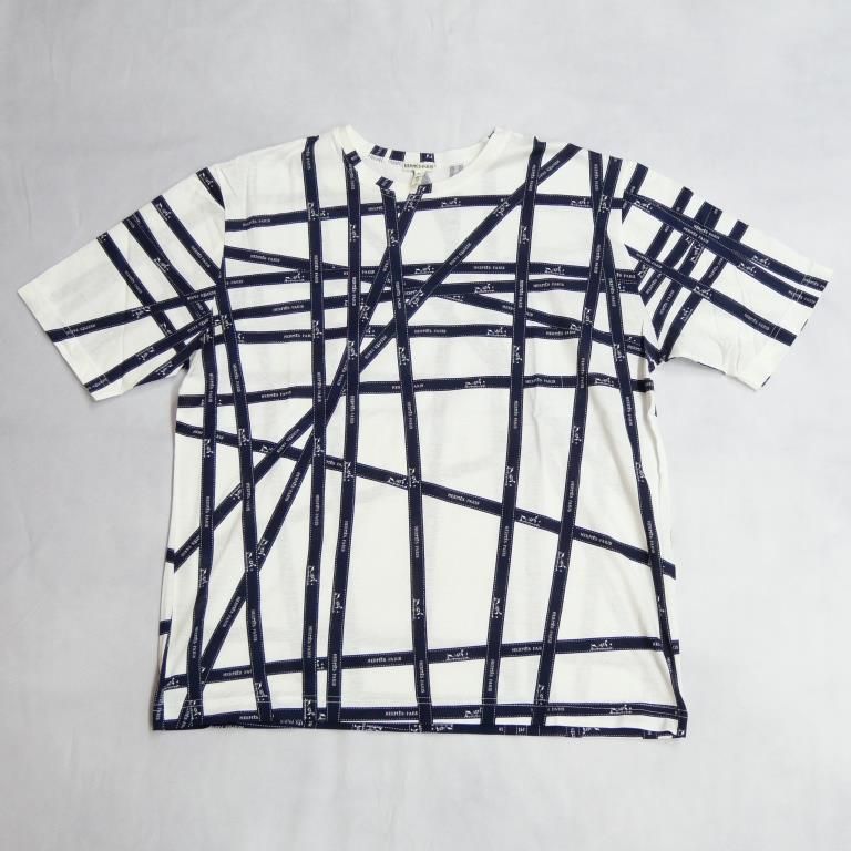 エルメス HERMES 半袖Tシャツ カットソー ボルデュック リボン柄 白