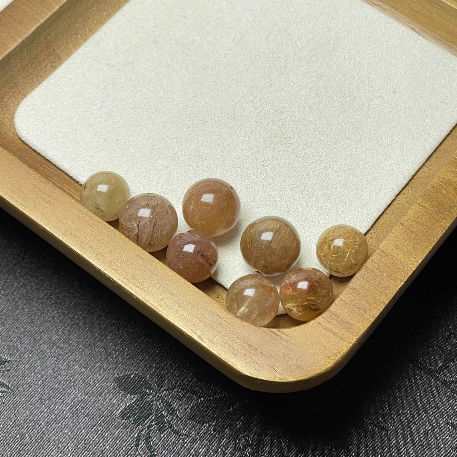 天然石☆【ガーデンルチルクォーツ】☆庭園水晶 8粒 11.4-13.1mm