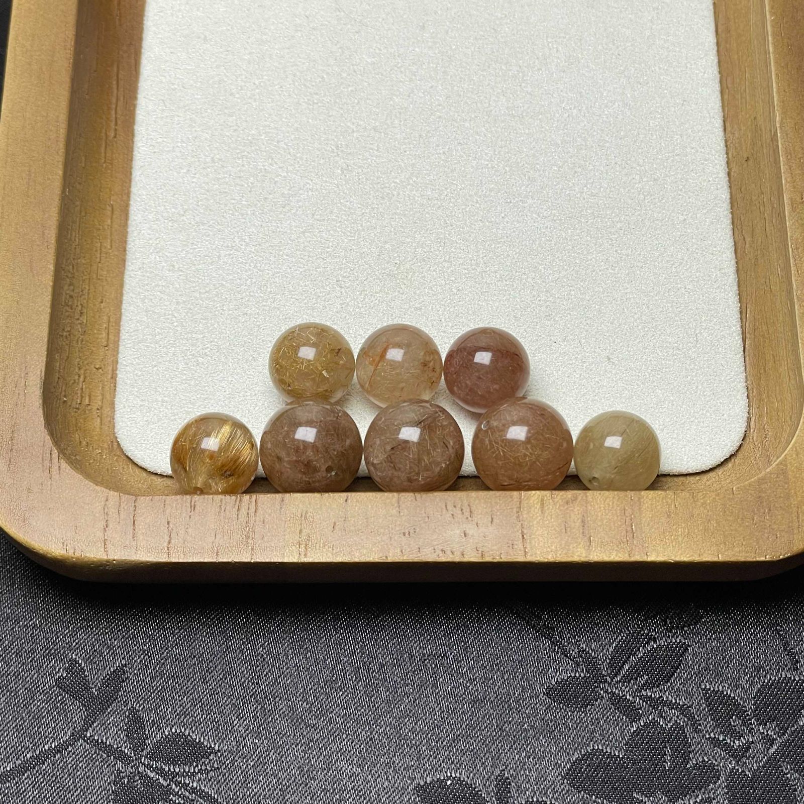 天然石☆【ガーデンルチルクォーツ】☆庭園水晶 8粒 11.4-13.1mm