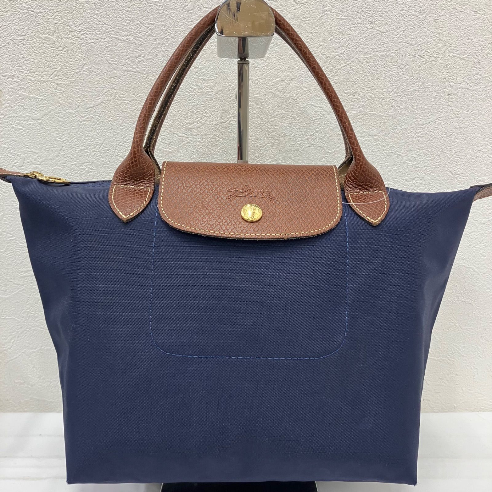1268 LONGCHAMP ロンシャン ハンドバッグ ルプリアージュ ネイビー系 