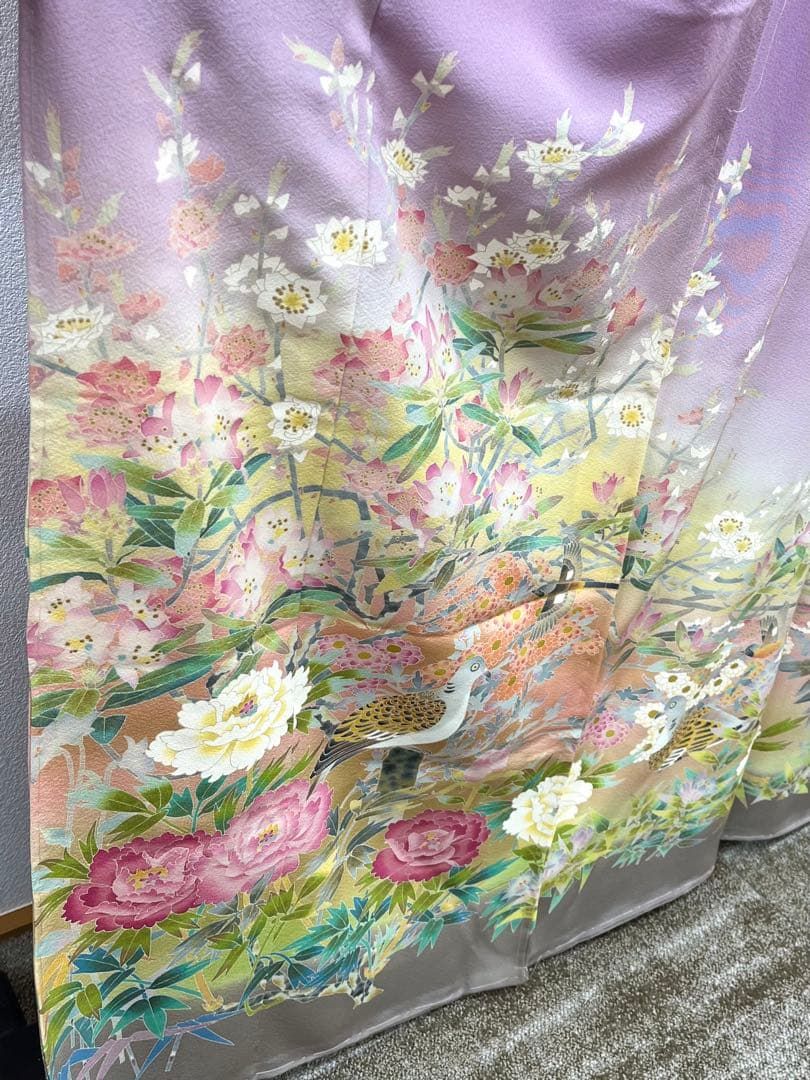 本加賀友禅 百貫華峰 仮絵羽 未仕立て品 鳥 正絹 八掛付き B035 - メルカリ
