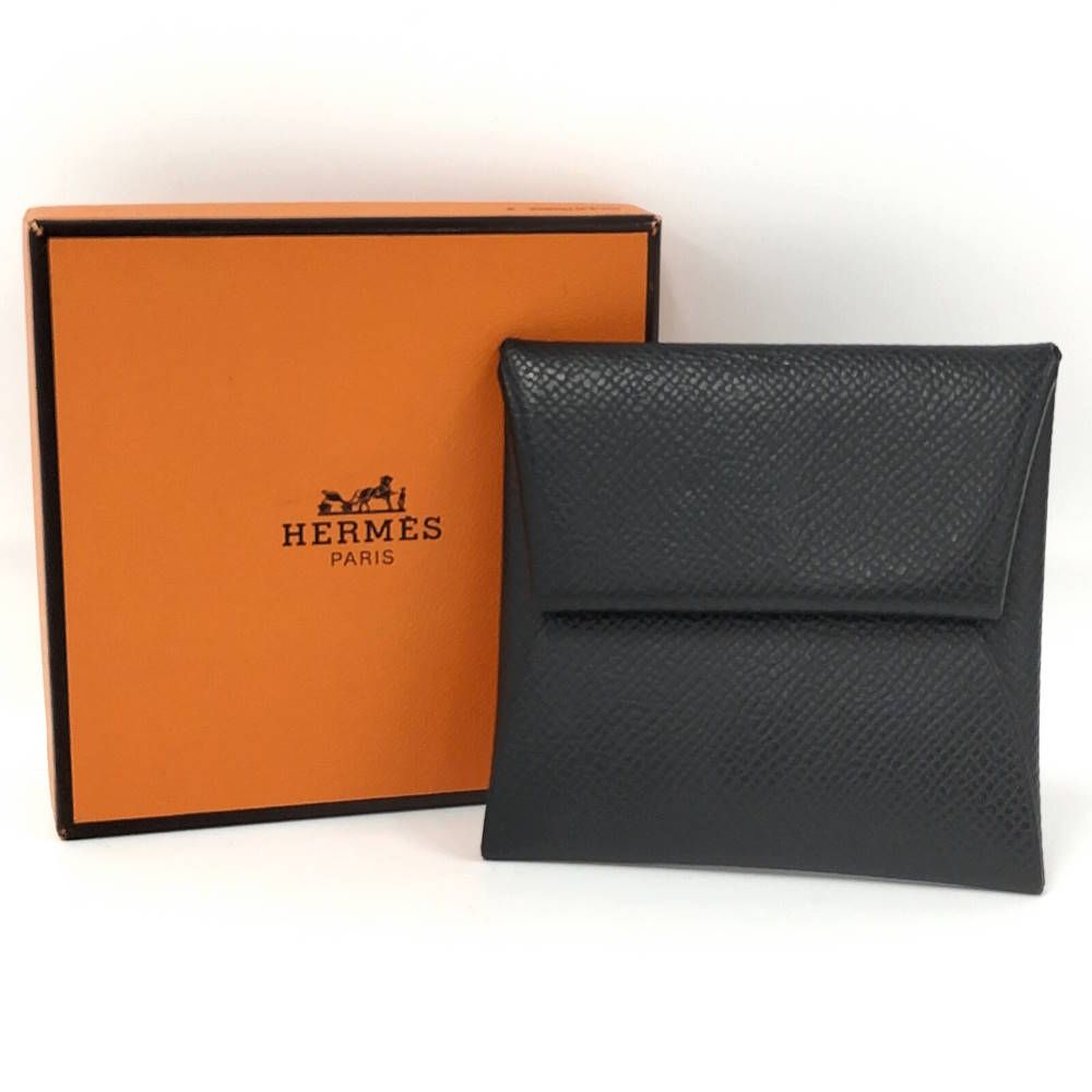 HERMES バスティア エプソン コインケース レザー ブラック U刻印