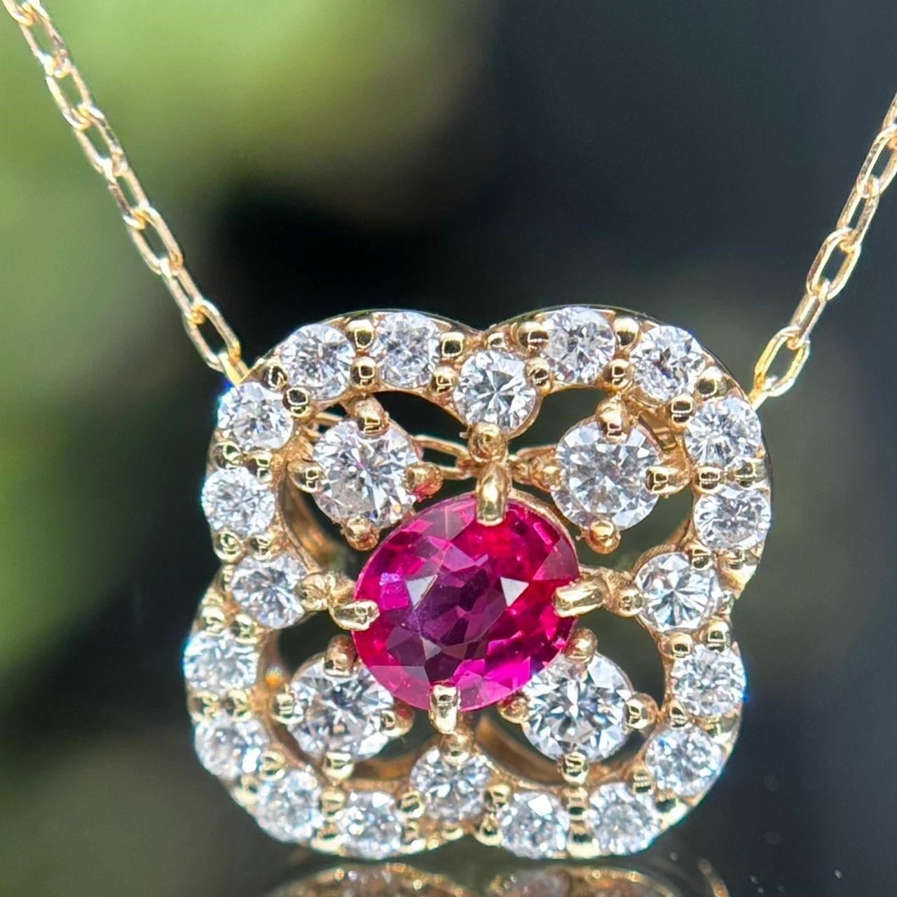 K18 ルビー0.41ct ダイヤモンド0.33ct ネックレス - メルカリ