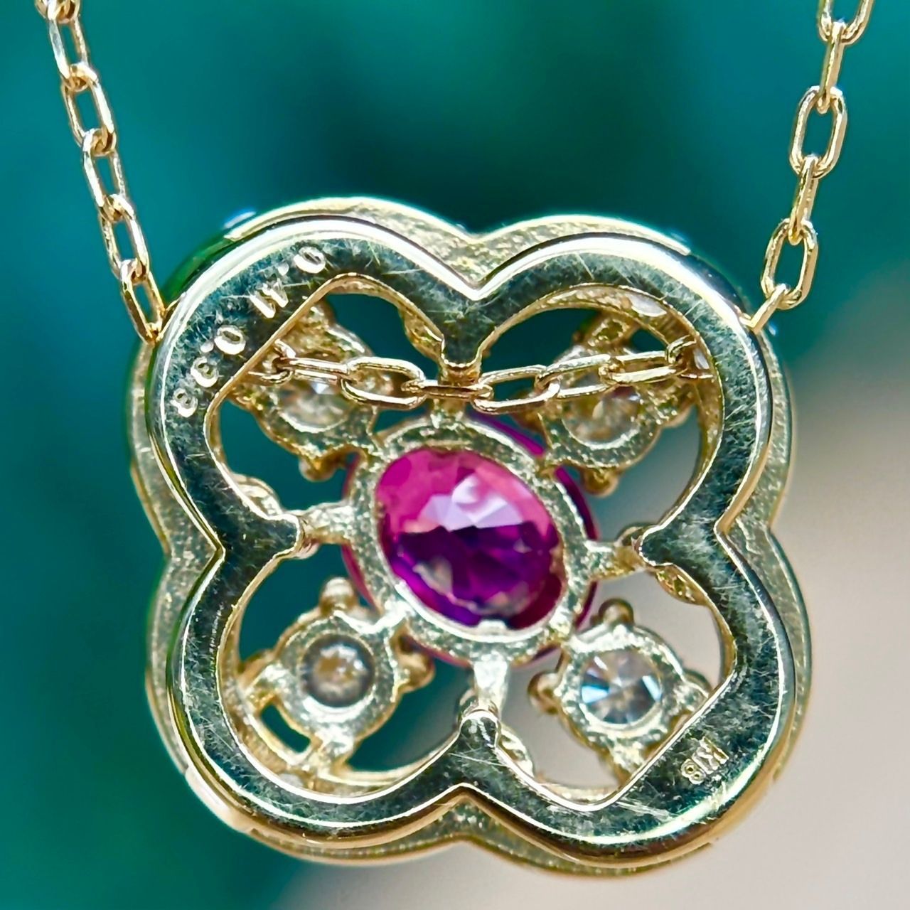 K18 ルビー0.41ct ダイヤモンド0.33ct ネックレス - メルカリ