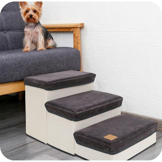 小型犬用 犬階段｜高いベッドのためのドッグステップ｜軽量で安全なペット階段 猫ステップ付き