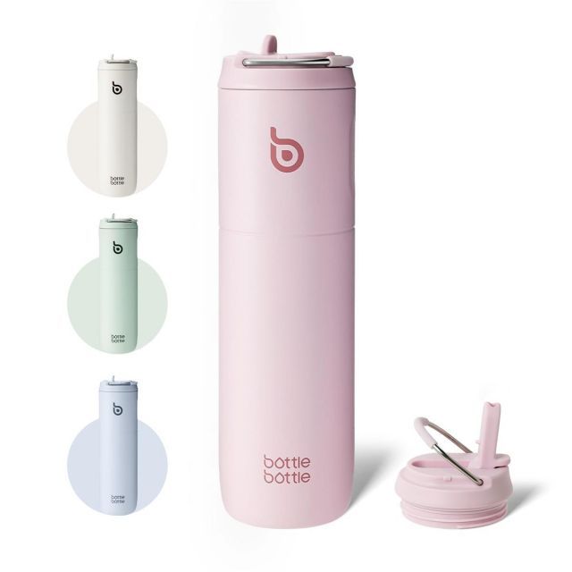 BOTTLE BOTTLE 750ml 水筒 子供 直飲み ストロー飲み 保温保冷 真空断熱 ボトル ステンレス ウォーターボトル 持ち運び 0.75L ライトピンク Light Pink