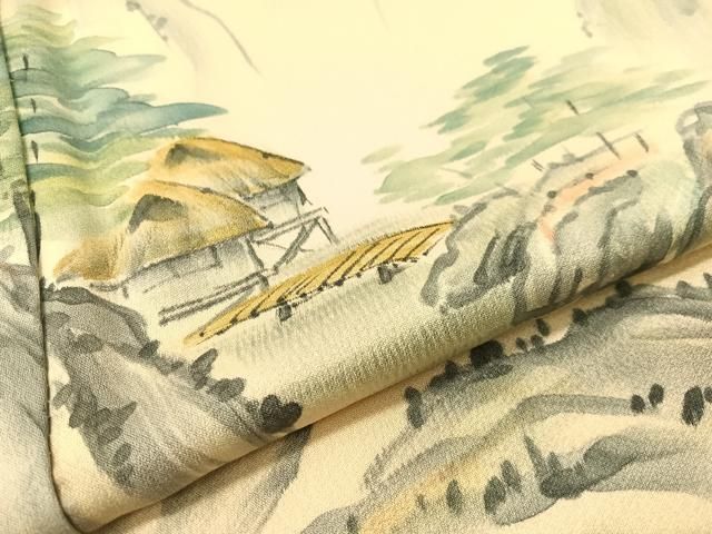 平和屋着物●訪問着　手描き　枝葉文　金彩　高島屋扱い　正絹　逸品　未使用　AABH8910cs 平和屋着物○訪問着 手描き 枝花文 暈し染め 金彩 ロング丈 正絹 逸品
