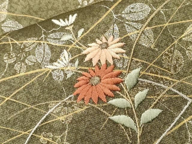 平和屋着物□中国三大刺繍 スワトウ刺繍 訪問着 地紙芝草花文 暈 平和屋着物□中国三大刺繍 スワトウ刺繍 訪問着 地紙芝草花文 暈