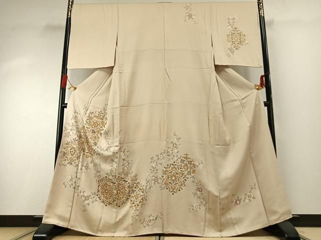 平和屋着物●訪問着　駒刺繍　吉祥花文　金彩　鈴乃屋扱い　正絹　逸品　AABG4805fy 平和屋着物○訪問着 駒刺繍 吉祥花文 金彩 鈴乃屋扱い 正絹 逸品