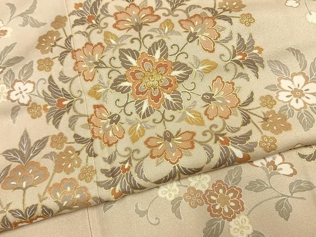 平和屋着物●訪問着　駒刺繍　吉祥花文　金彩　鈴乃屋扱い　正絹　逸品　AABG4805fy 平和屋着物○訪問着 駒刺繍 吉祥花文 金彩 鈴乃屋扱い 正絹 逸品