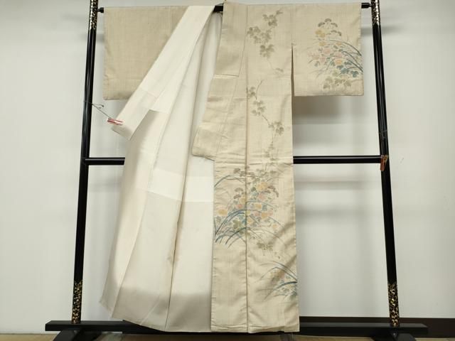 平和屋着物●訪問着　生紬　手描き　草花文　正絹　逸品　CABD7568ut 平和屋着物○訪問着 生紬 手描き 草花文 正絹 逸品 CABD7568ut - メルカリ